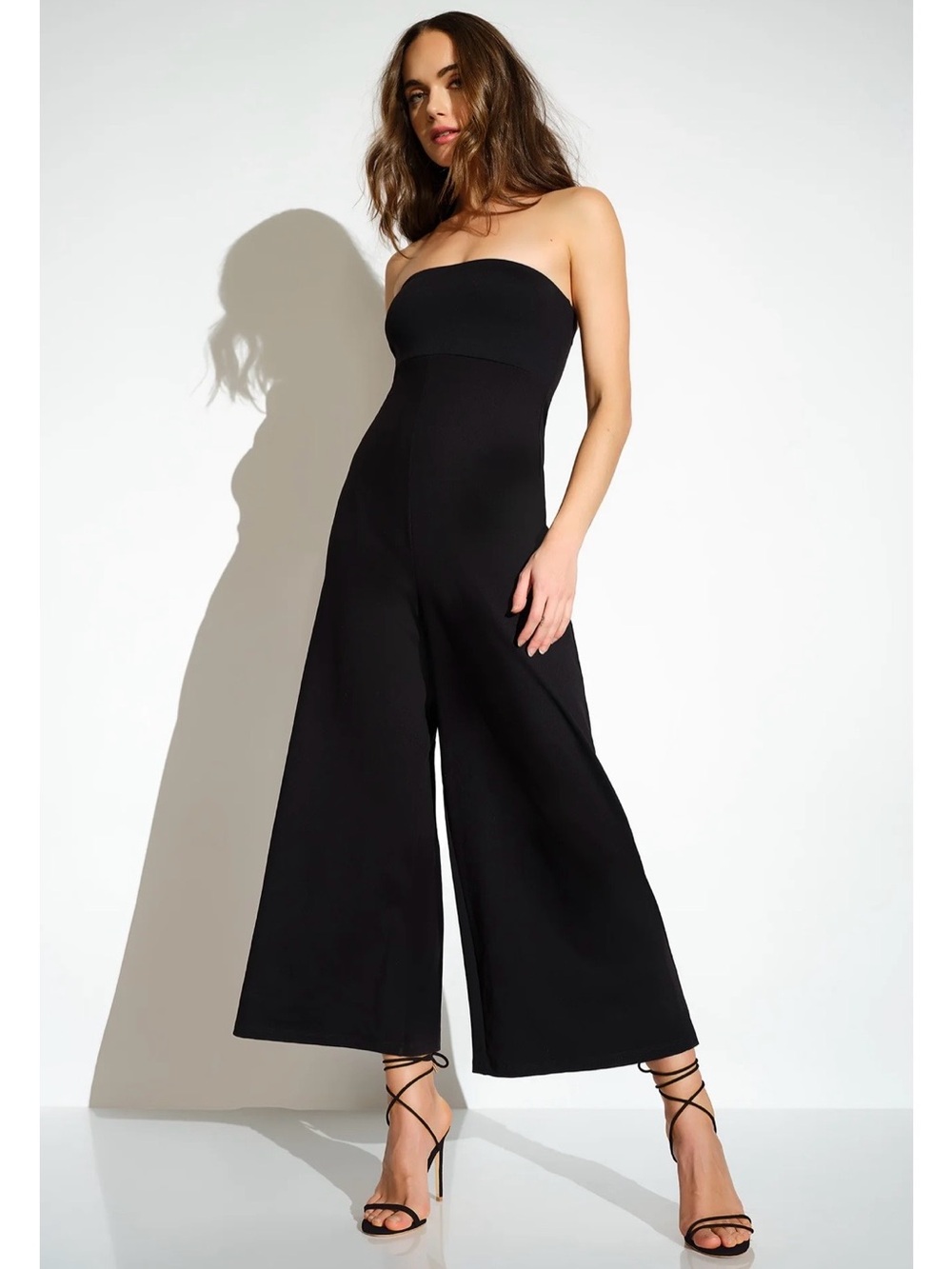 Susana Monaco Black Strapless Wide-Leg Jumpsuit